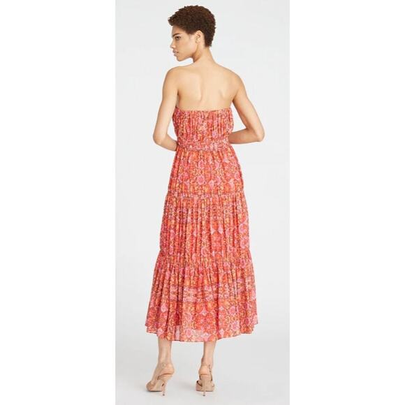 NWOT AMUR Mariana Rosewood Paisley Strapless Midi Dress Size 6 - Picture 2 of 9